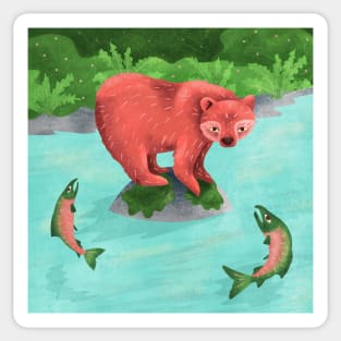 Bear fishing for salmon in the Great Bear Rainforest Sticker